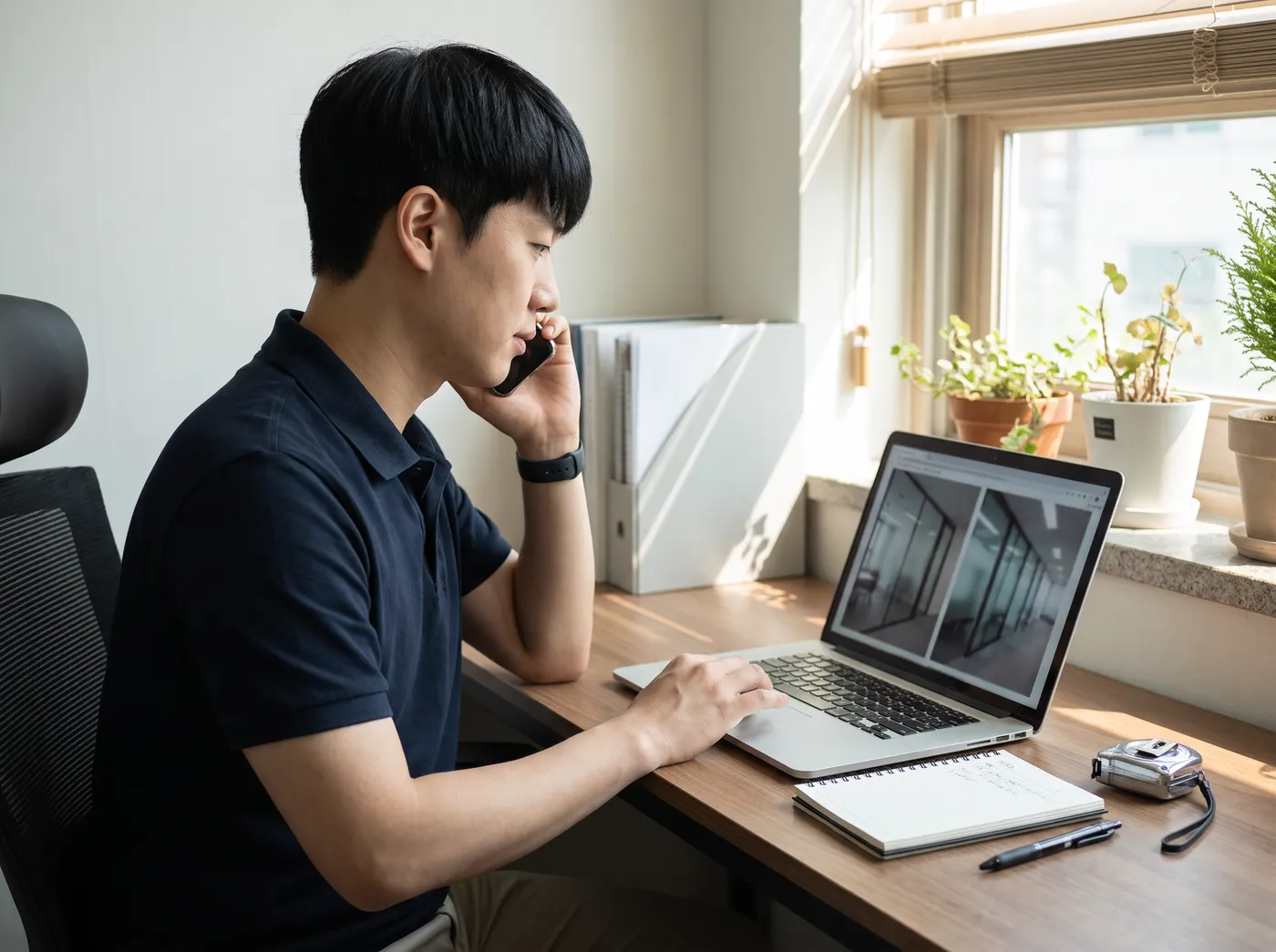 전화로 상담하며 보내주신 사진을 확인하는 모습